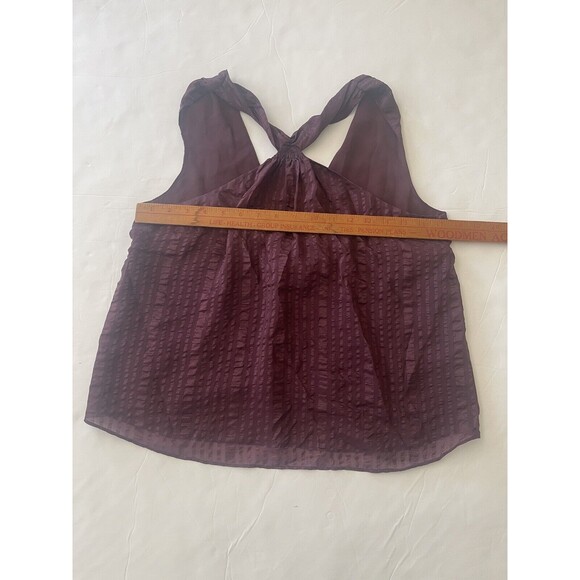 FRAME Draped Textured 100% Silk Halter Top in Cabernet Purple Sz XS NWT - Picture 5 of 8